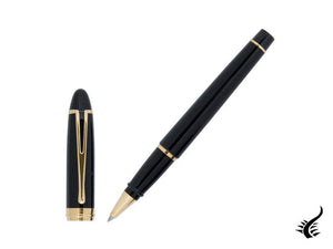 Aurora Ipsilon Rollerball pen, Resin, Gold trim, Black, B72-N