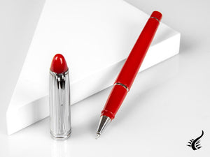 Aurora Ipsilon Rollerball pen, Resin, Silver trim, Red, B74CR