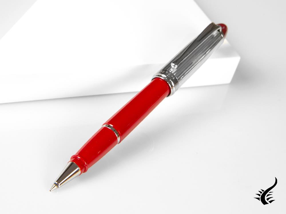 Aurora Ipsilon Rollerball pen, Resin, Silver trim, Red, B74CR