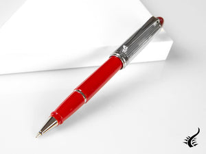 Aurora Ipsilon Rollerball pen, Resin, Silver trim, Red, B74CR