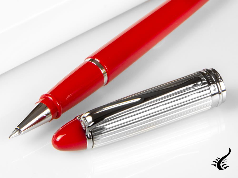 Aurora Ipsilon Rollerball pen, Resin, Silver trim, Red, B74CR