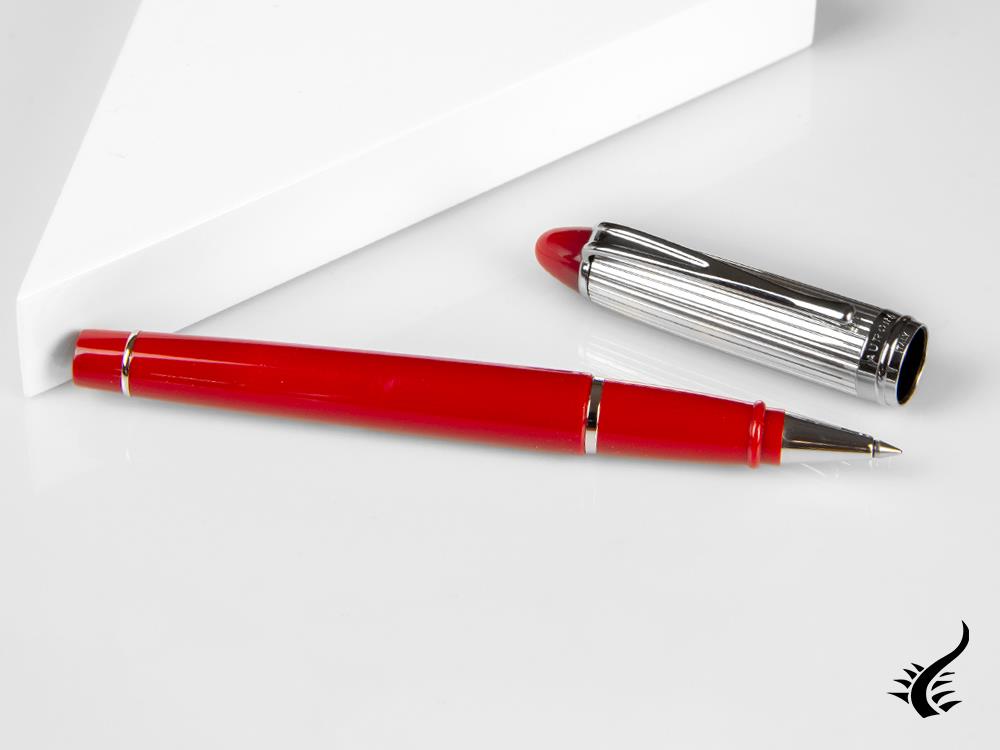 Aurora Ipsilon Rollerball pen, Resin, Silver trim, Red, B74CR