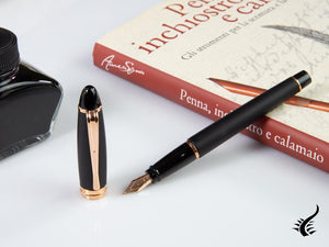 Aurora Ipsilon Satin Fountain Pen, Resin, Rose Gold Trim, B10-PN