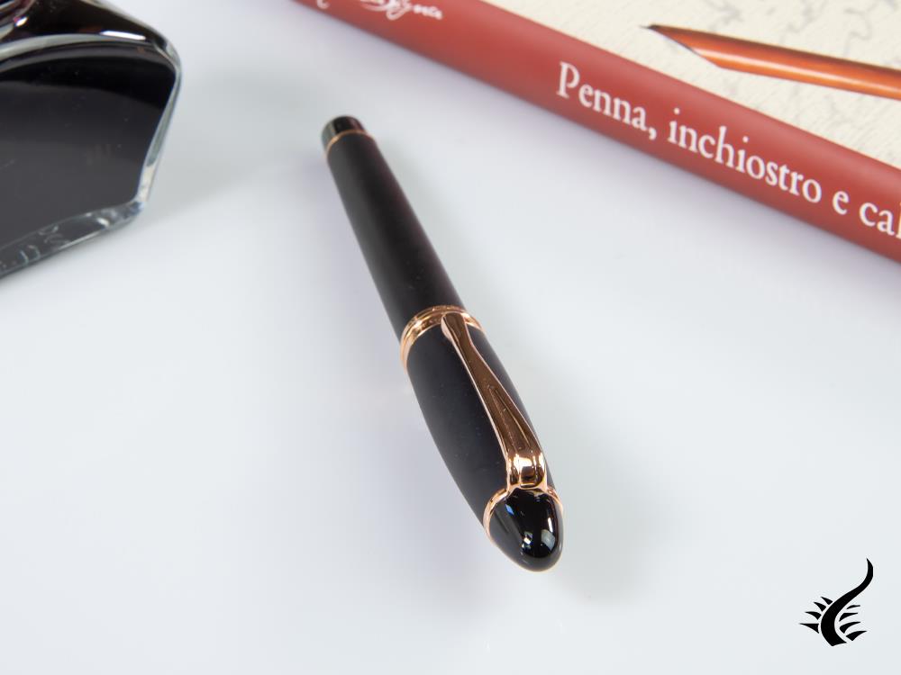 Aurora Ipsilon Satin Fountain Pen, Resin, Rose Gold Trim, B10-PN