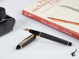 Aurora Ipsilon Satin Fountain Pen, Resin, Rose Gold Trim, B10-PN