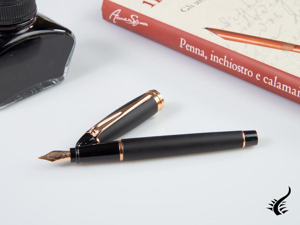 Aurora Ipsilon Satin Fountain Pen, Resin, Rose Gold Trim, B10-PN