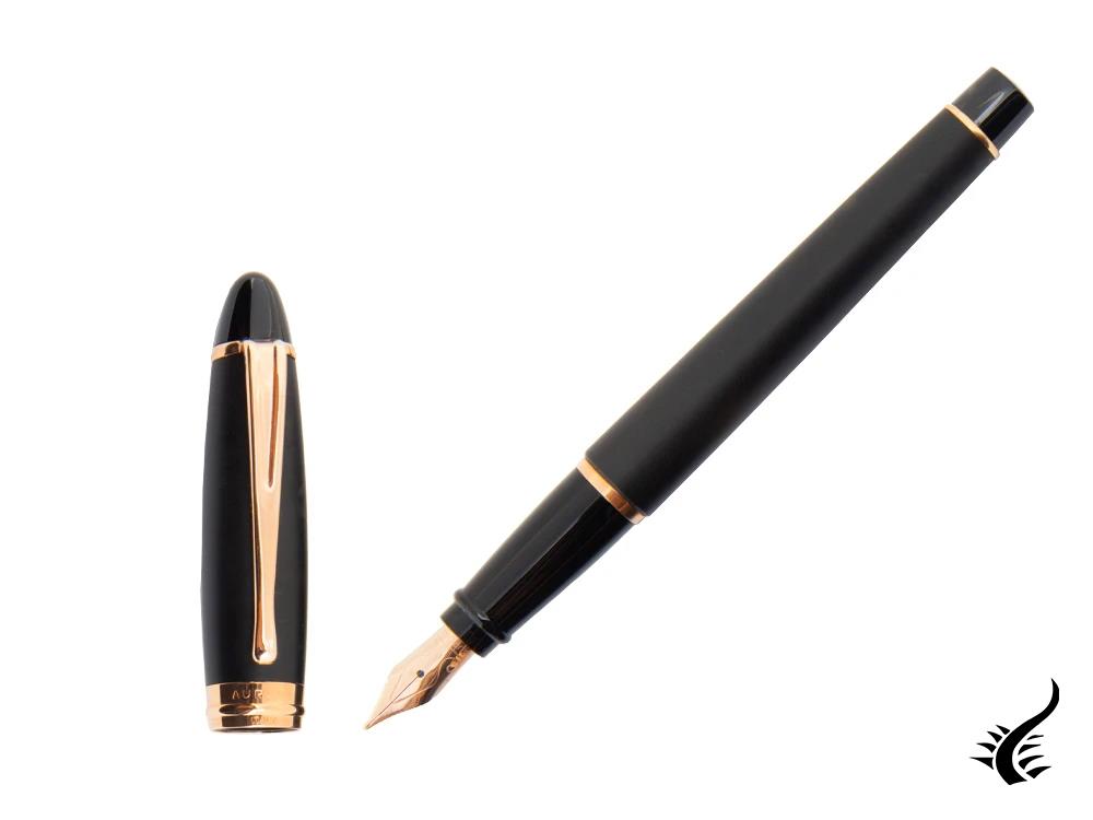 Aurora Ipsilon Satin Fountain Pen, Resin, Rose Gold Trim, B10-PN