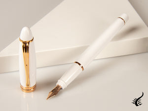 Aurora Ipsilon Winter Fountain Pen, Resin, White, Rose Gold, B11-PW