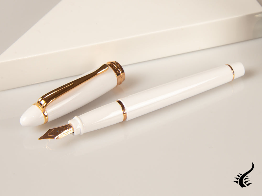 Aurora Ipsilon Winter Fountain Pen, Resin, White, Rose Gold, B11-PW