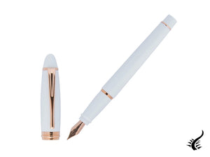 Aurora Ipsilon Winter Fountain Pen, Resin, White, Rose Gold, B11-PW