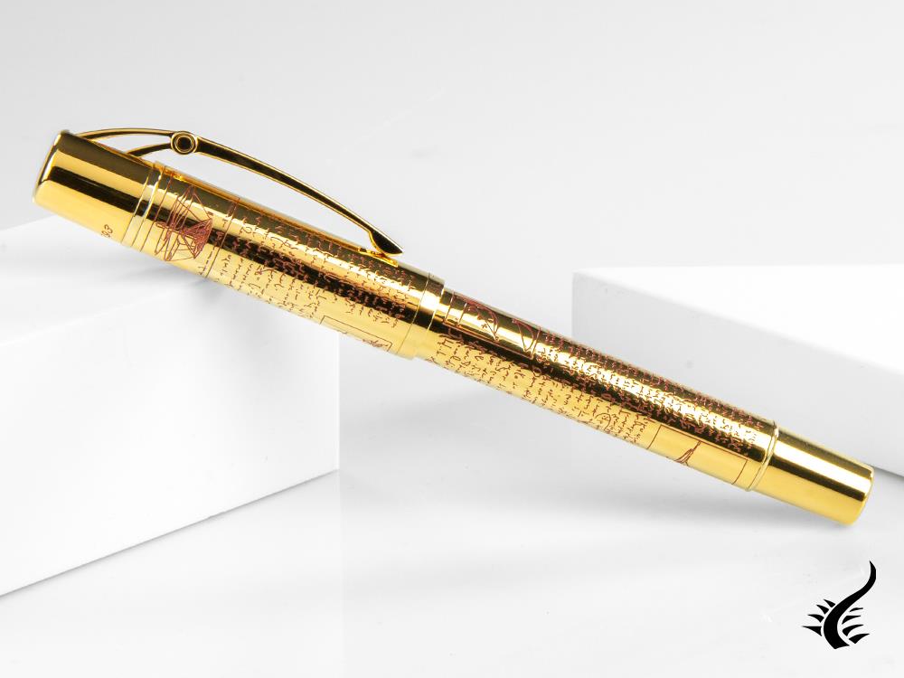 Stylo plume Aurora Leonardo Da Vinci en édition limitée, or, or 18 carats