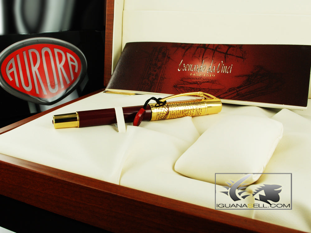 Aurora Leonardo da Vinci Roller Pen Gold and Lacquer