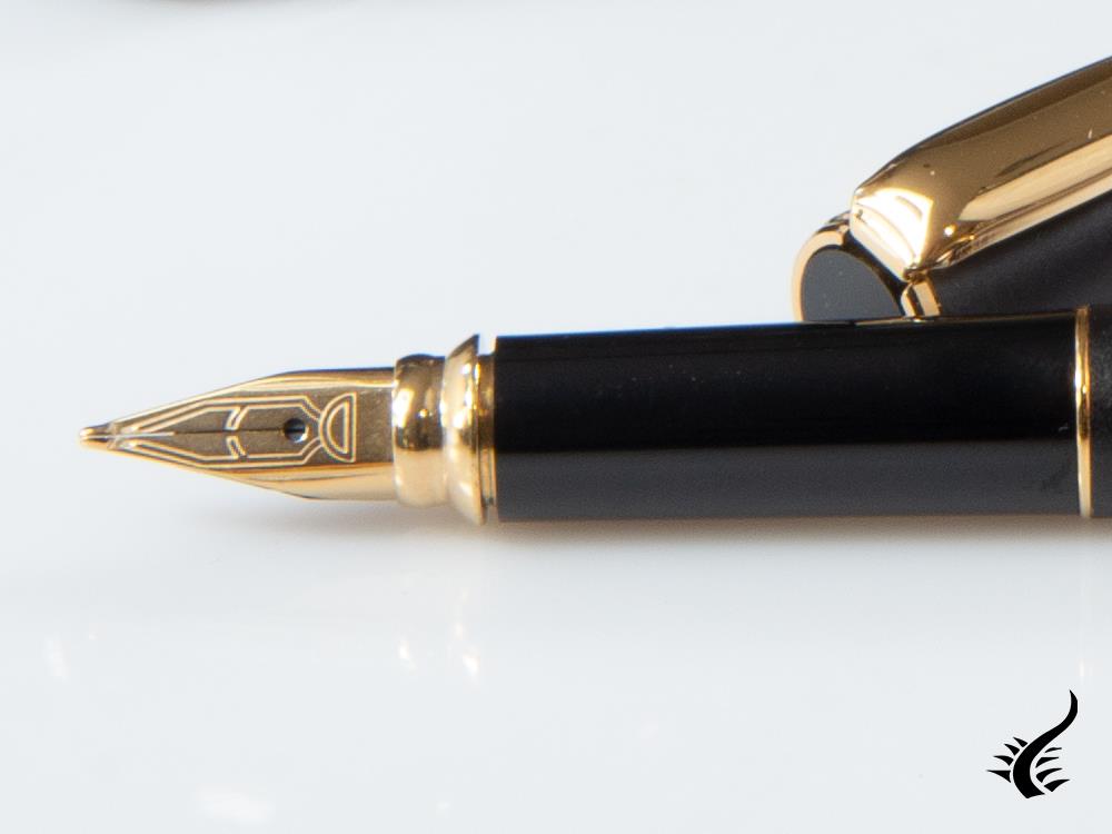 Aurora Magellano Fountain Pen, Resin, Gold plated, Black A12