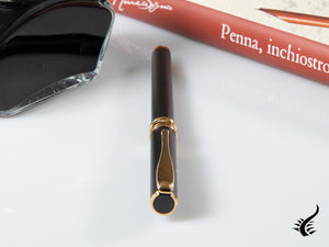 Stylo plume Aurora Magellano, résine, plaqué or, noir A12