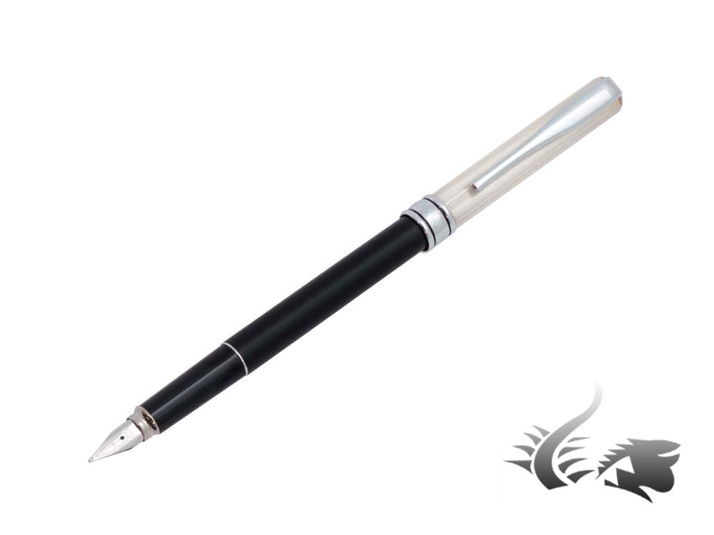 Aurora Magellano Fountain Pen, Resin, .925 Silver Trim, Black A22