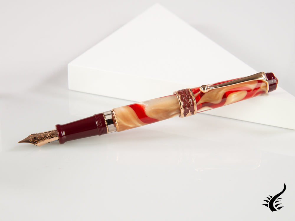 Aurora Oceania Fountain Pen, Limited Ed., Marbled resin, Rose Gold trims