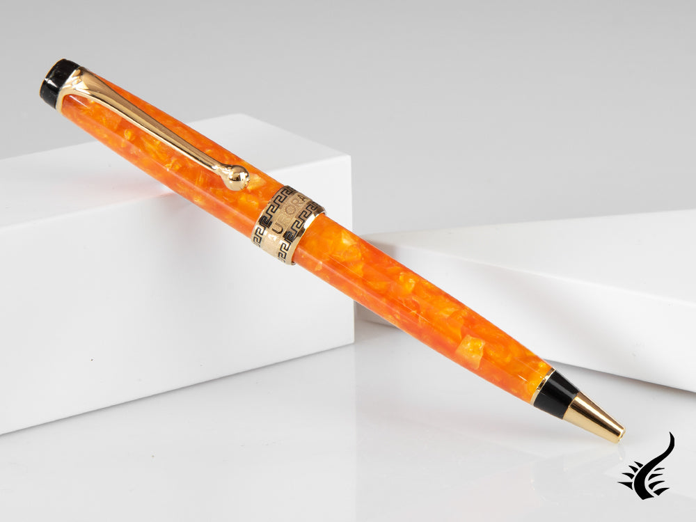 Stylo à bille Aurora Optima 2020 Arancio, Auroloide, Orange, Plaqué or, 998-OR