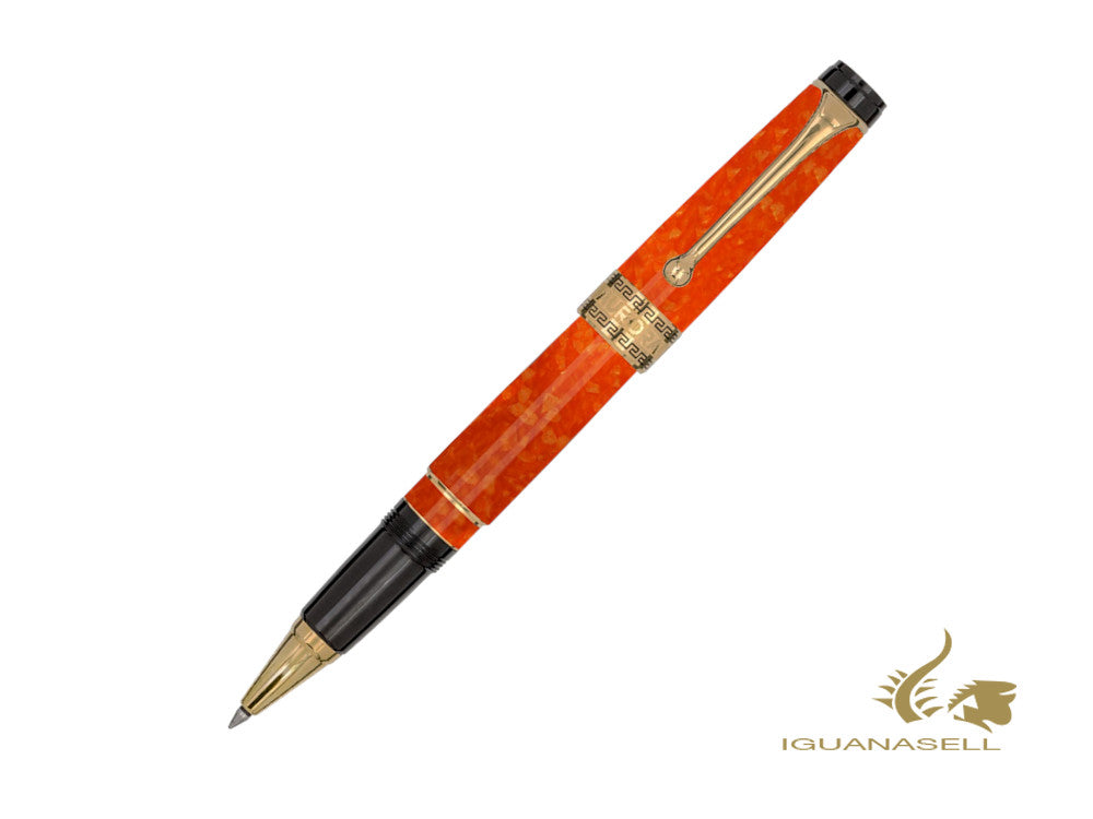 Aurora Optima Arancio Rollerball pen, Auroloide, Orange, Gold plated 975-OR