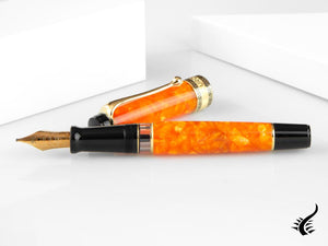 Aurora Optima Arancio Fountain Pen, Auroloide, Gold plated, 996-OR