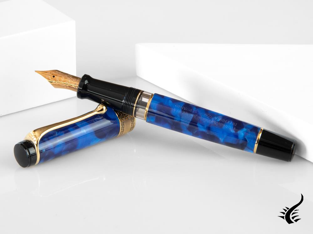 Stylo plume Aurora Optima, Auroloide, bleu, plaqué or, 996B