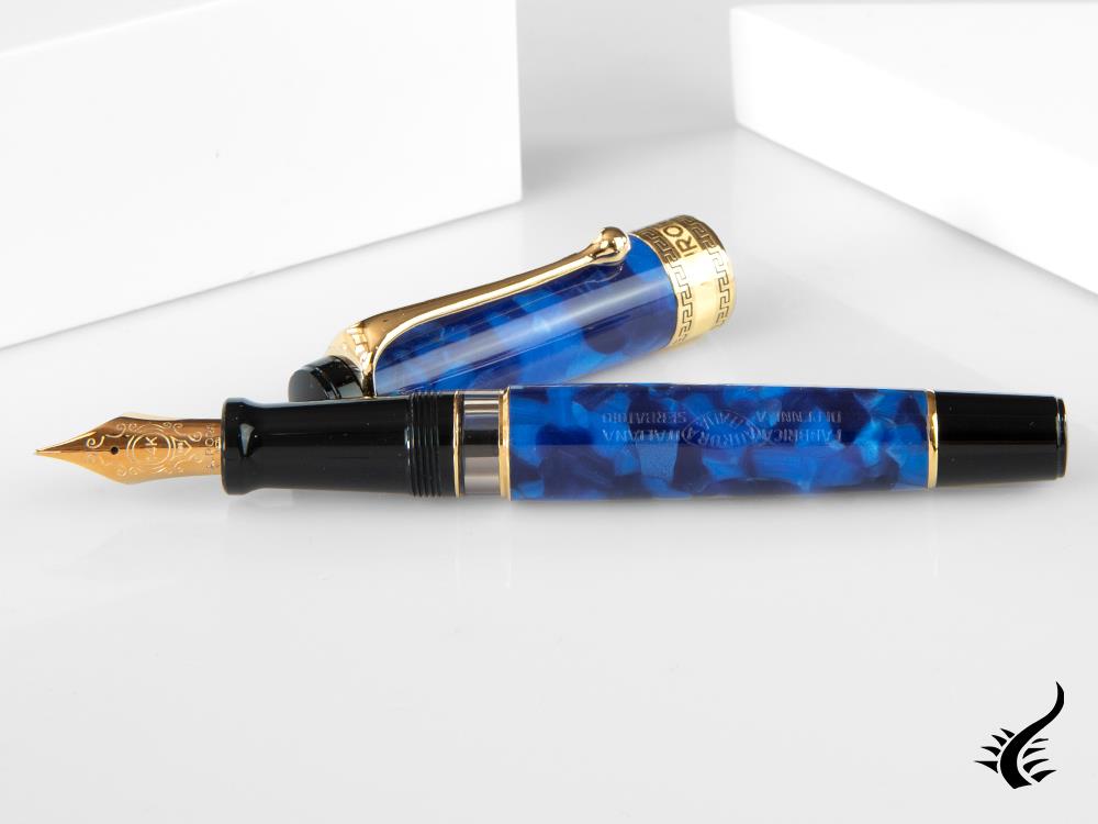 Stylo plume Aurora Optima, Auroloide, bleu, plaqué or, 996B