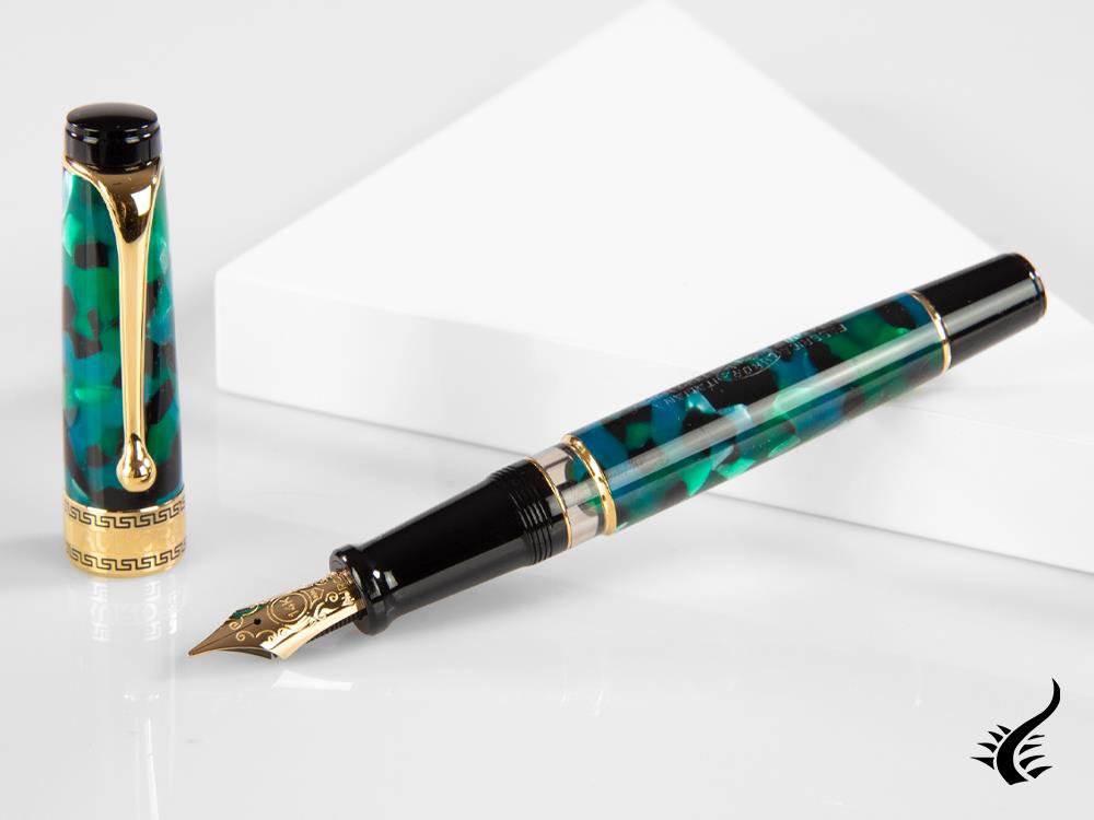 Aurora Optima Fountain Pen, Auroloide, Green, Gold plated, 996V