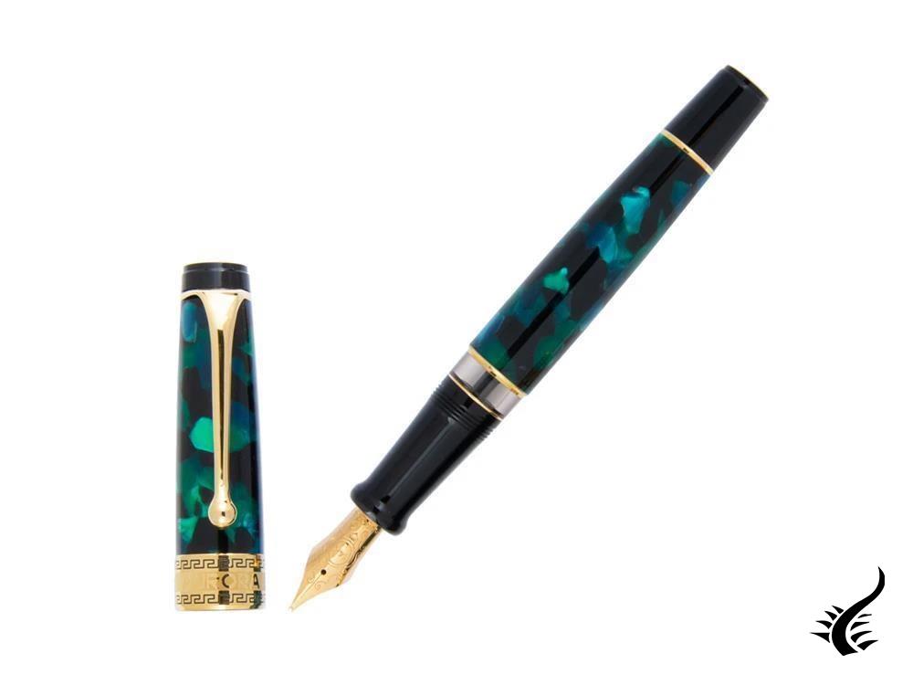 Stylo plume Aurora Optima, Auroloide, vert, plaqué or, 996V