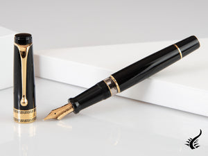 Aurora Optima Fountain Pen, Resin, Black, Gold plated, 997N