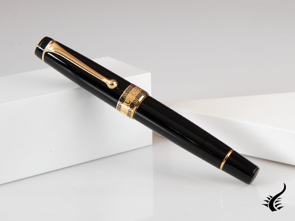 Stylo plume Aurora Optima, résine, noir, plaqué or, 997N