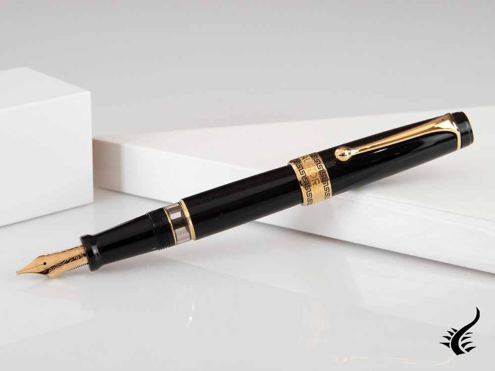 Aurora Optima Fountain Pen, Resin, Black, Gold plated, 997N