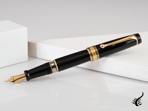 Stylo plume Aurora Optima, résine, noir, plaqué or, 997N