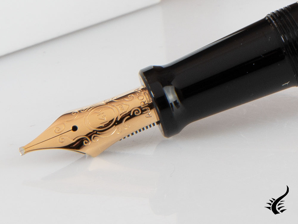 Aurora Optima Fountain Pen, Resin, Black, Gold plated, 997N