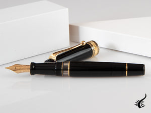 Stylo plume Aurora Optima, résine, noir, plaqué or, 997N