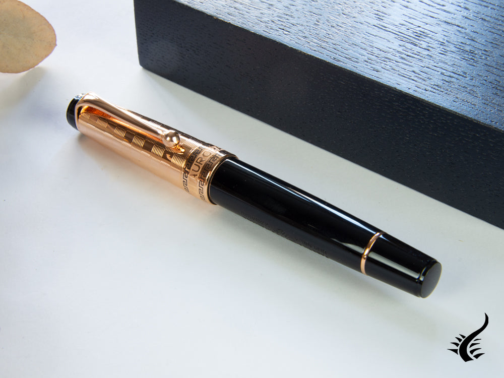 Aurora Optima Decò Fountain Pen, Resin, Rose gold cap and trim, G13-CDN