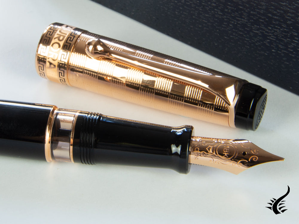 Aurora Optima Decò Fountain Pen, Resin, Rose gold cap and trim, G13-CDN