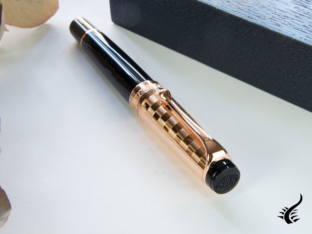 Aurora Optima Decò Fountain Pen, Resin, Rose gold cap and trim, G13-CDN