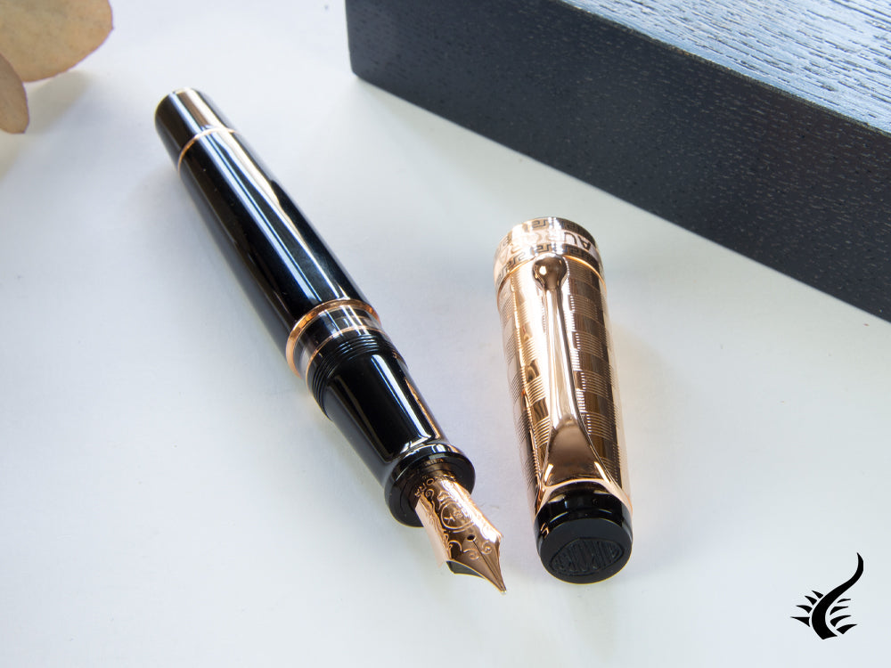 Aurora Optima Decò Fountain Pen, Resin, Rose gold cap and trim, G13-CDN