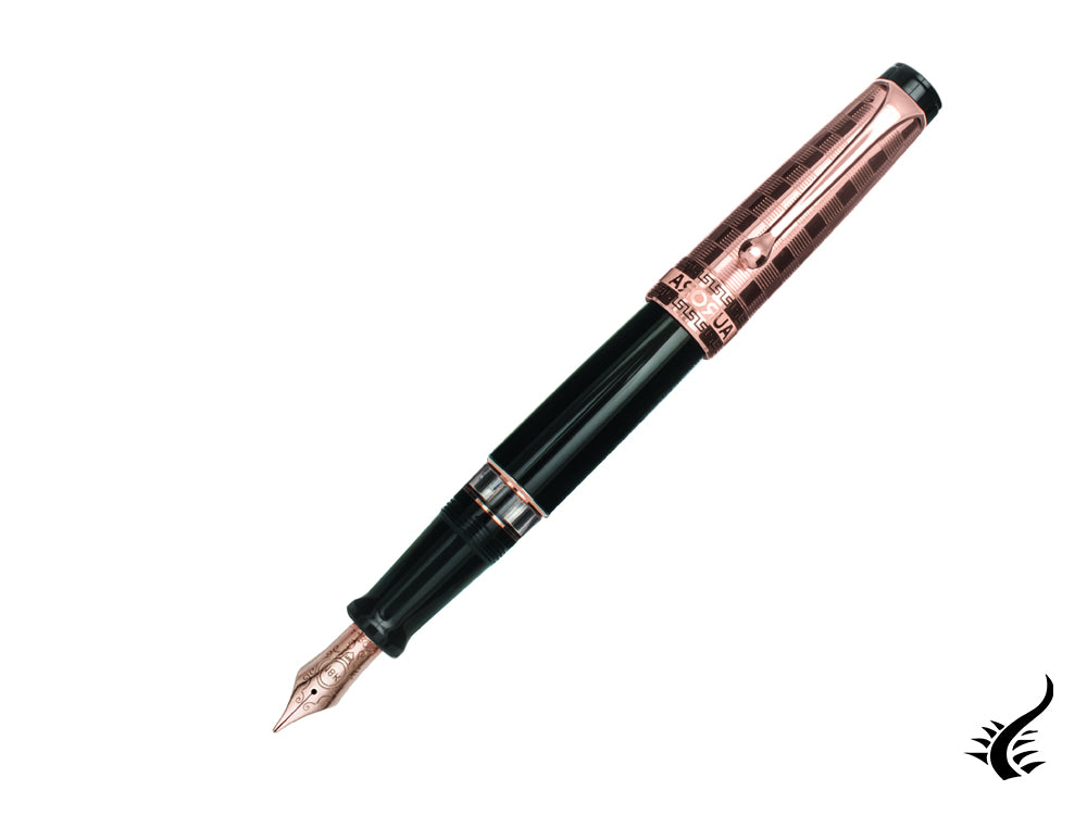 Stylo plume Aurora Optima Decò, résine, capuchon et attributs en or rose, G13-CDN