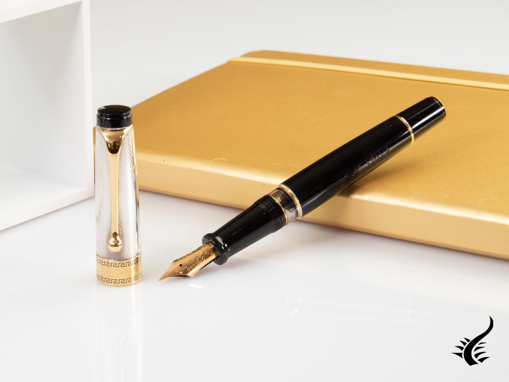 Aurora Optima Fountain Pen, Resin, Black, Gold plated, 987