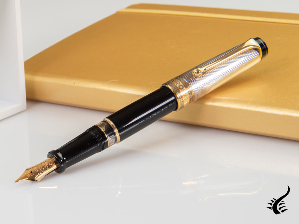 Aurora Optima Fountain Pen, Resin, Black, Gold plated, 987