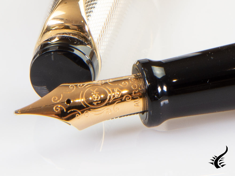 Aurora Optima Fountain Pen, Resin, Black, Gold plated, 987