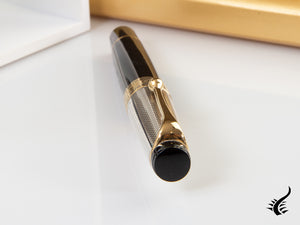 Aurora Optima Fountain Pen, Resin, Black, Gold plated, 987