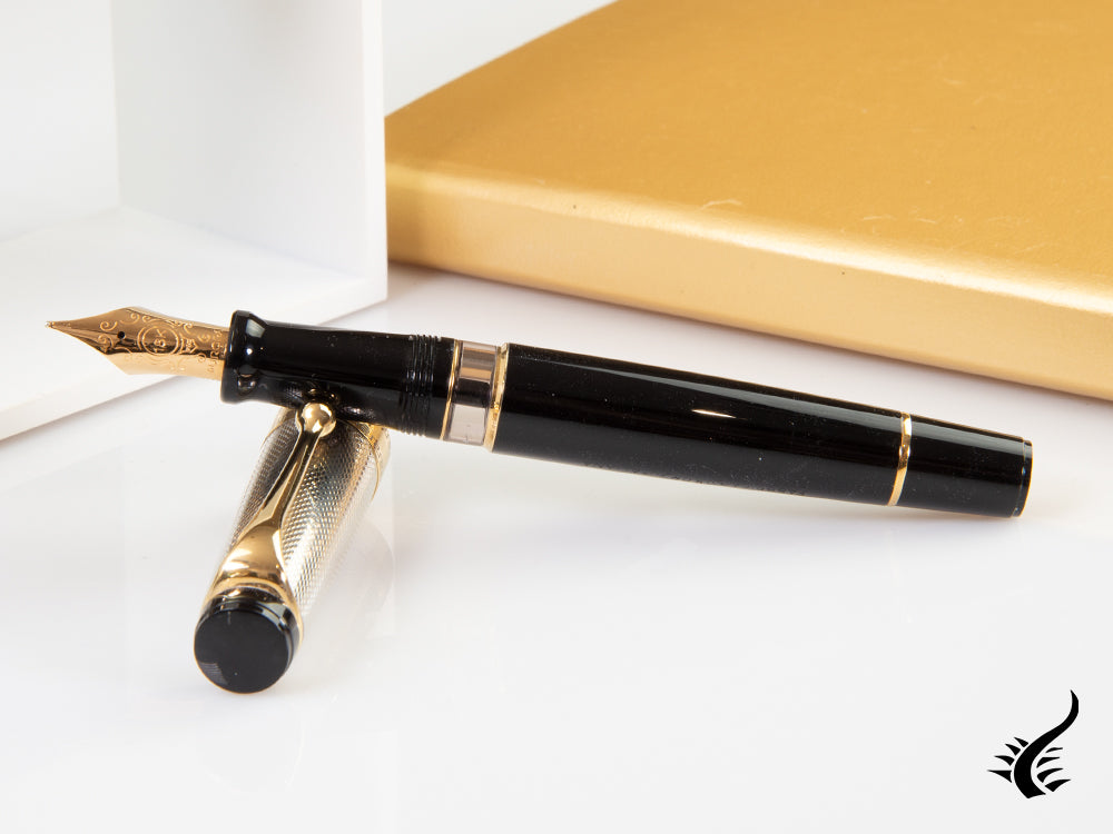 Aurora Optima Fountain Pen, Resin, Black, Gold plated, 987