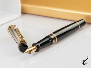 Aurora Optima Fountain Pen, Resin, Black, Gold plated, 987