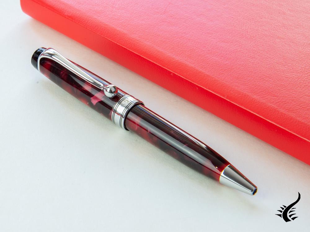 Stylo à bille Aurora Optima Mini, Auroloide bordeaux, garniture chromée, 998-CMXA