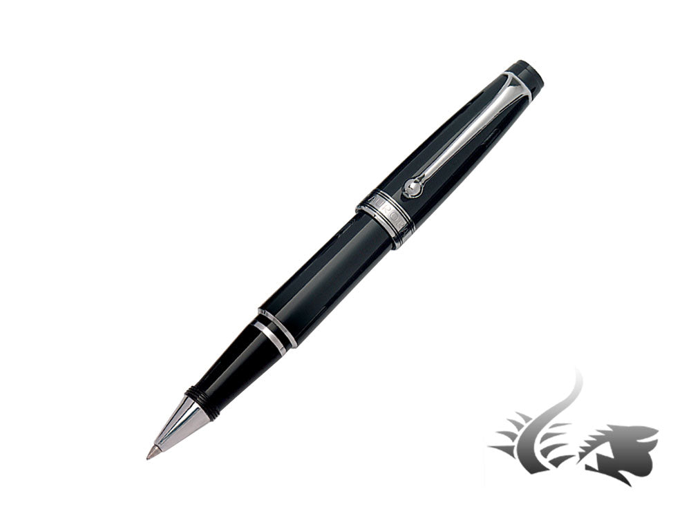 Aurora Optima Mini Rollerball pen, Black Resin, Chrome trim, 975-CMN