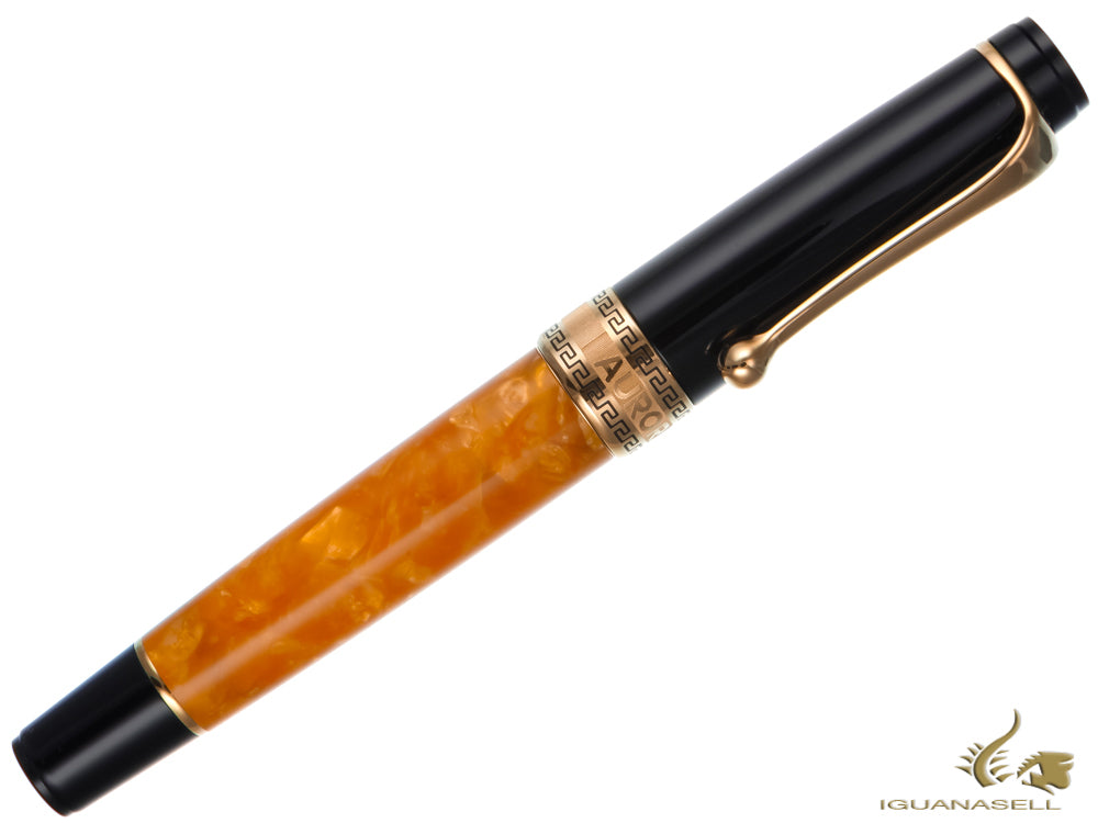 Aurora Optima O' Sole Mio Rollerball pen, Auroloide, Orange, Rose Gold, 975-NAO