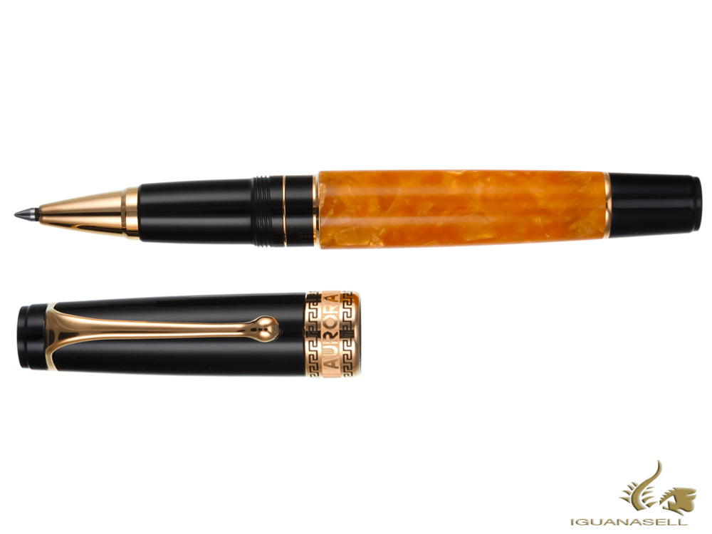 Aurora Optima O' Sole Mio Rollerball pen, Auroloide, Orange, Rose Gold, 975-NAO