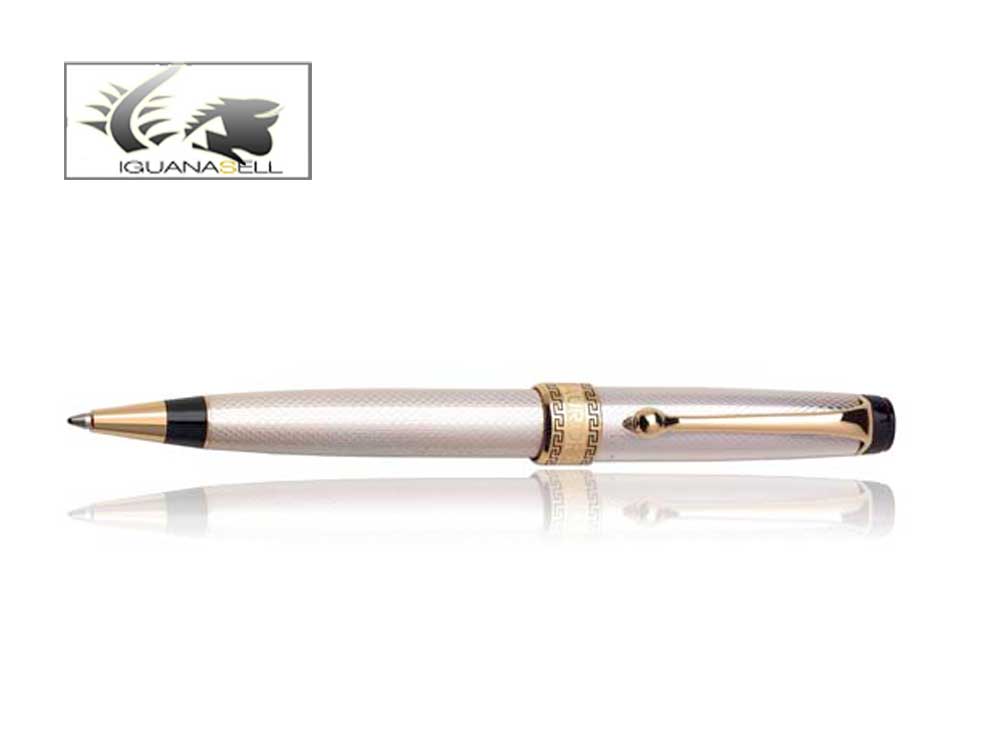 Stylo à bille Aurora Optima R, Argent .925, Argent, Plaqué or, 988