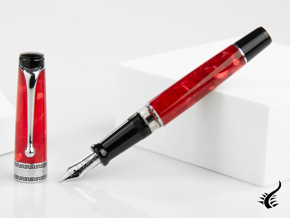 Aurora Optima Rossa Fountain Pen, Auroloide, Chrome Trim, 996-CR